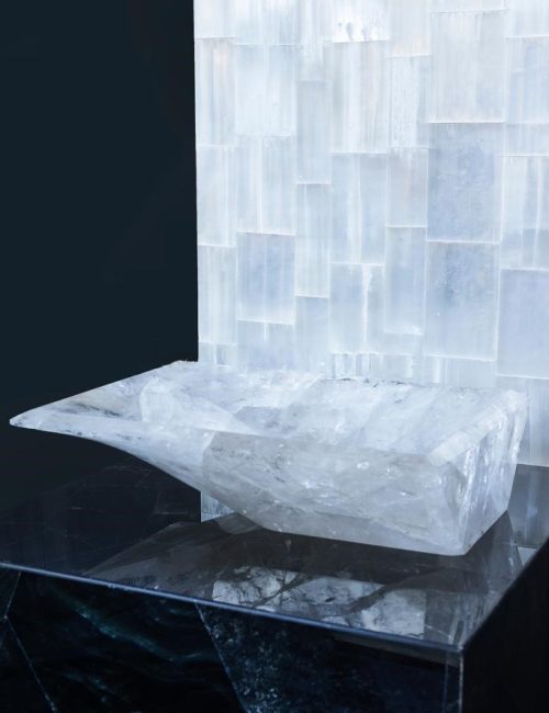 Obsidian Selenite Crystal Bath installation